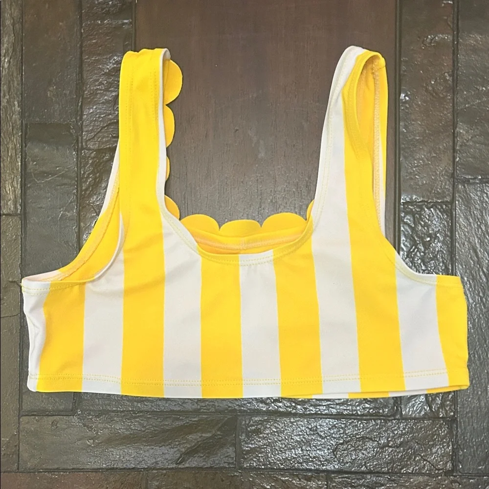 Girl's Justice Yellow & White Striped Scallop Bikini